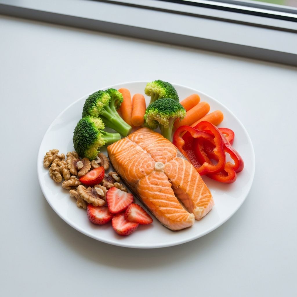 Kiegyensúlyozott tányér - sokféle egészséges élelmiszer